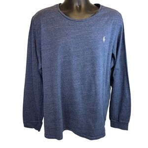 Polo Ralph Lauren Long Sleeve Tshirt Mens 2XL Heather Blue Cotton Custom Fit